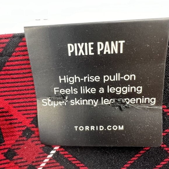 NEW Torrid Women's Plaid Pixie Pant Size 2R-2X Pull-on Red Black White Stretch - Picture 5 of 13